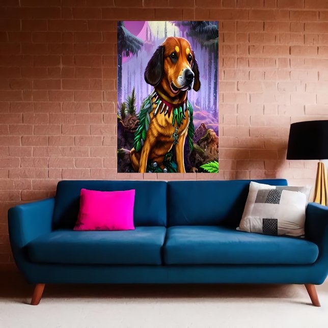 Un chien brun dans la forêt | AI Art Poster (Créateur téléchargé)