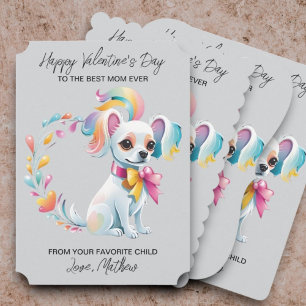 Un chien mignon sur une carte de la Saint-Valenti