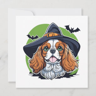 Un chien portant un chapeau de sorcière avec des c