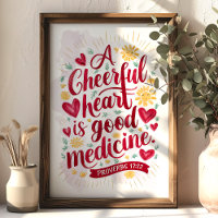 Un cœur joyeux Proverbes 17:22 Art mural chrétien