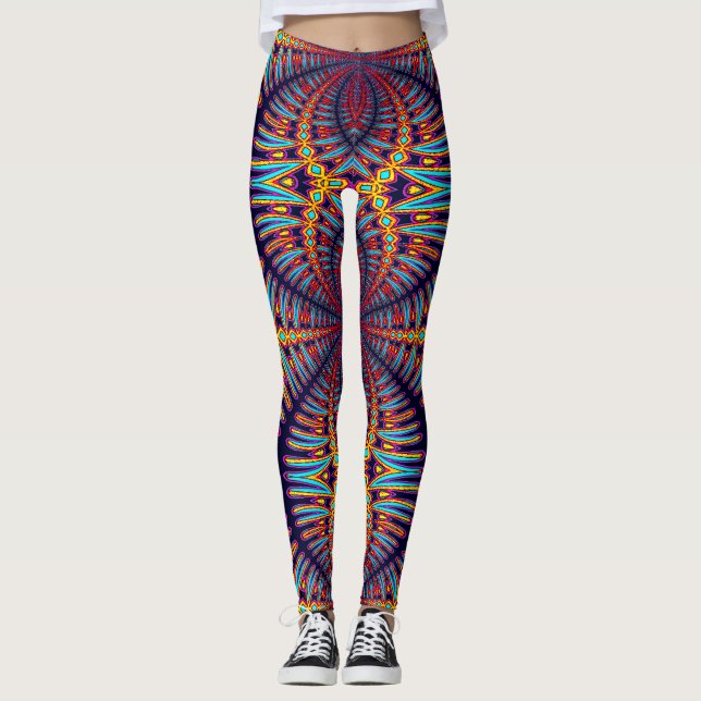 Un coloré vibrant "Ratti_Creative_Arts" Leggings (Devant)