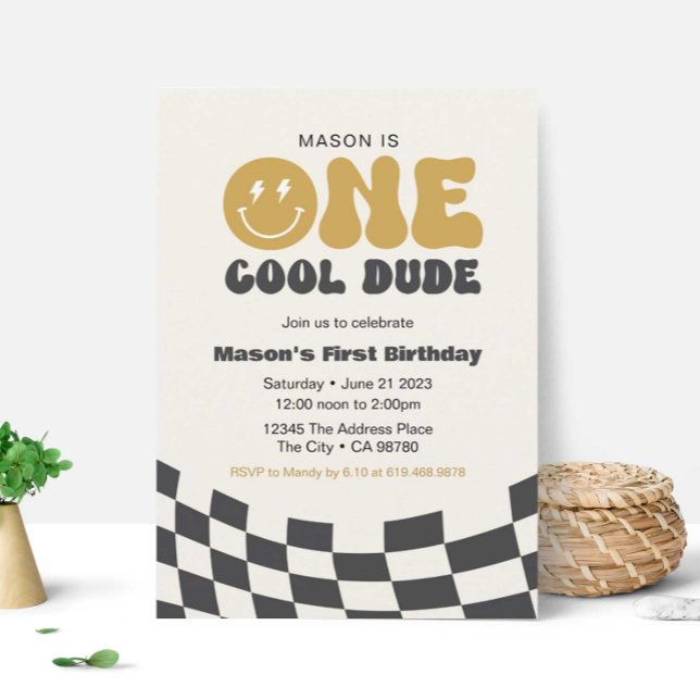 Un Cool Dude Invitation Anniversaire ・ Happy Dude (Créateur téléchargé)