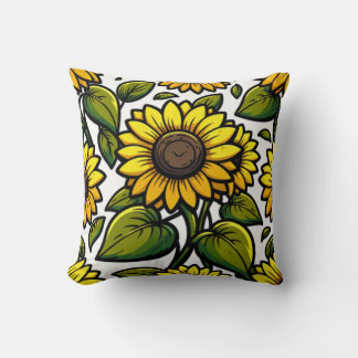 Un coussin à motif tournesol lumineux