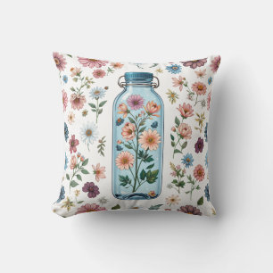 Un coussin avec un motif de bouteille d'eau conten