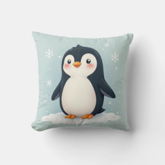 Un coussin coussin avec une jolie photo de manchot
