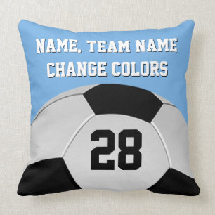 Un Coussin de football personnalisé bleu clair vot
