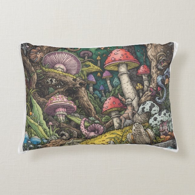 Un coussin décoratif de forêt psychédélique (Devant)