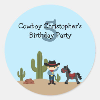 Un cowboy amusant autocollants de fête d'anniversa