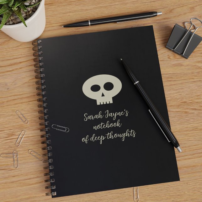Un crâne simple de pensées profondes Carnet noir (💀 Put all of your deep thoughts in this notebook💀 Just add your name)
