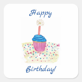 Un Cupcake coloré amusant Stickers d'anniversaire