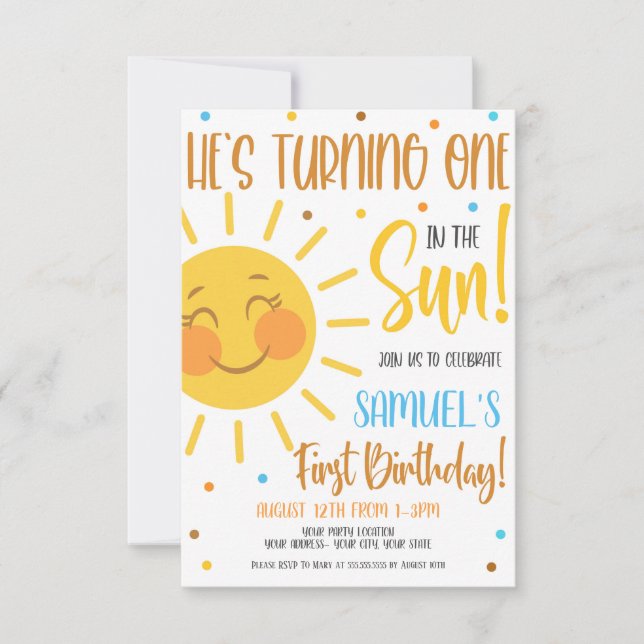 Un dans le soleil Anniversaire fêtes Invitation (Devant)