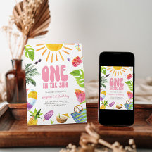 UN dans le soleil rose été Invitation d'anniversai