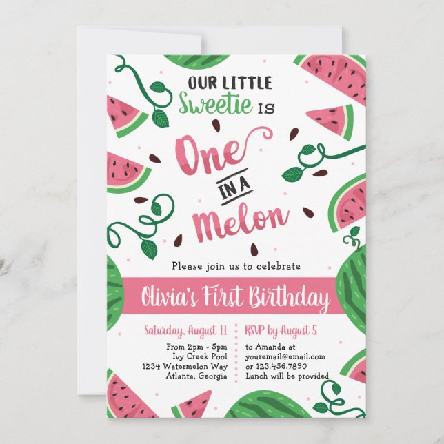 Un Dans Un Melon Anniversaire Fête Invitation (Devant)