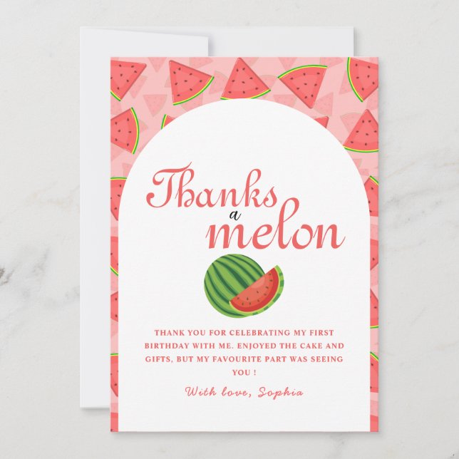Un Dans Un Melon Birthday Watermelon Carte de reme (Devant)