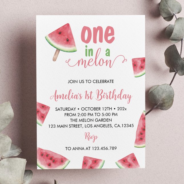 Un Dans Un Melon Invitation Anniversaire (Créateur téléchargé)