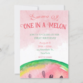 Un dans un melon Invitations de 1er anniversaire a