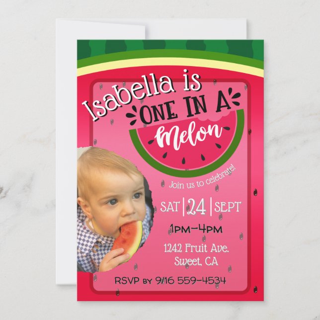 Un dans un Melon Première invitation anniversaire  (Devant)