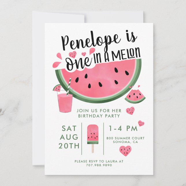Un Dans Un Melon Watermelon Invitation Anniversair (Devant)