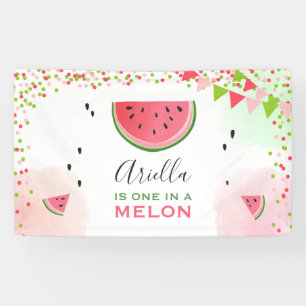 Un dans une bannière d'anniversaire de melon Water