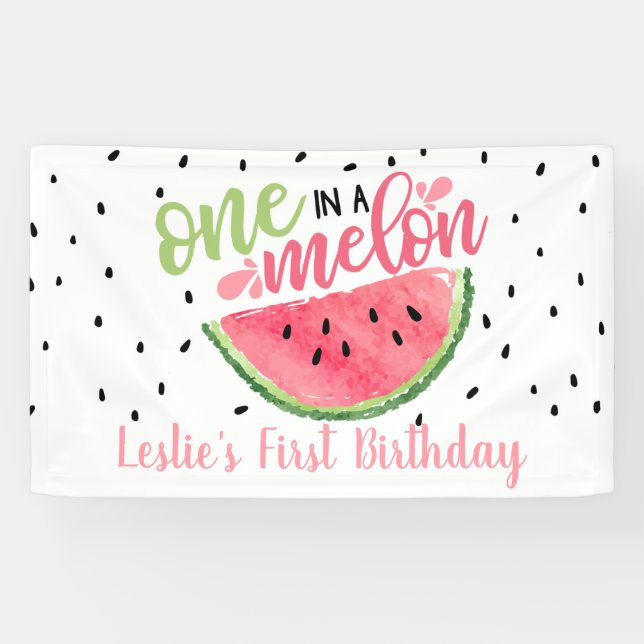 Un dans une bannière d'anniversaire Melon - Lt Pin (Horizontal)