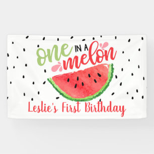 Un dans une bannière d'anniversaire Melon - Rouge