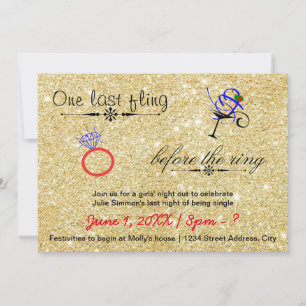Un Dernier Fling / Or - Bachelorette Invitation