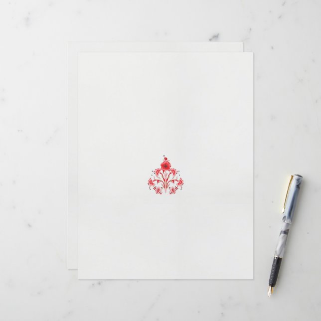un design de fleur rouge sur un arrière - plan bla (Devant/Arrière en situation)