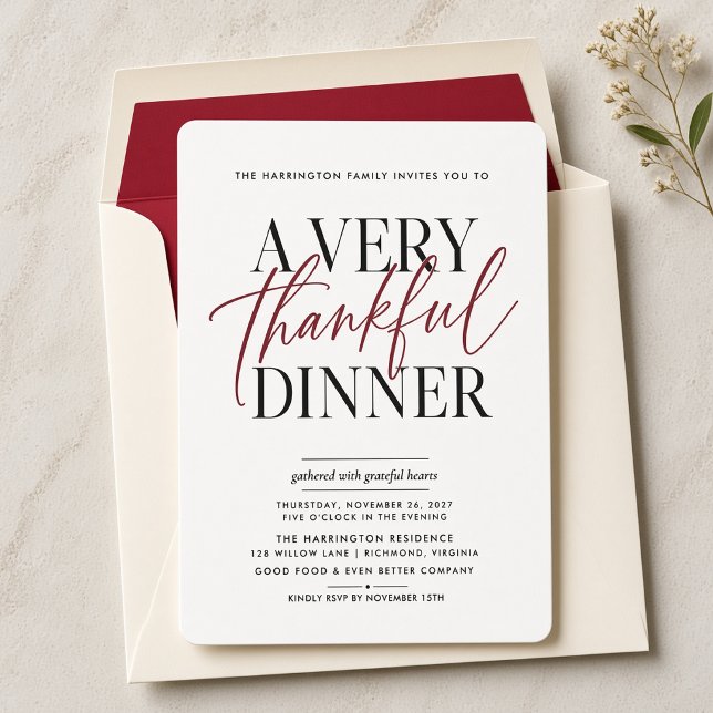 Un dîner très reconnaissant | Invitation de Thanks (Créateur téléchargé)