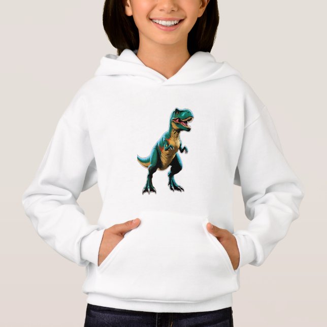 Un dinosaure se posant comme une affiche célèbre. (Devant)