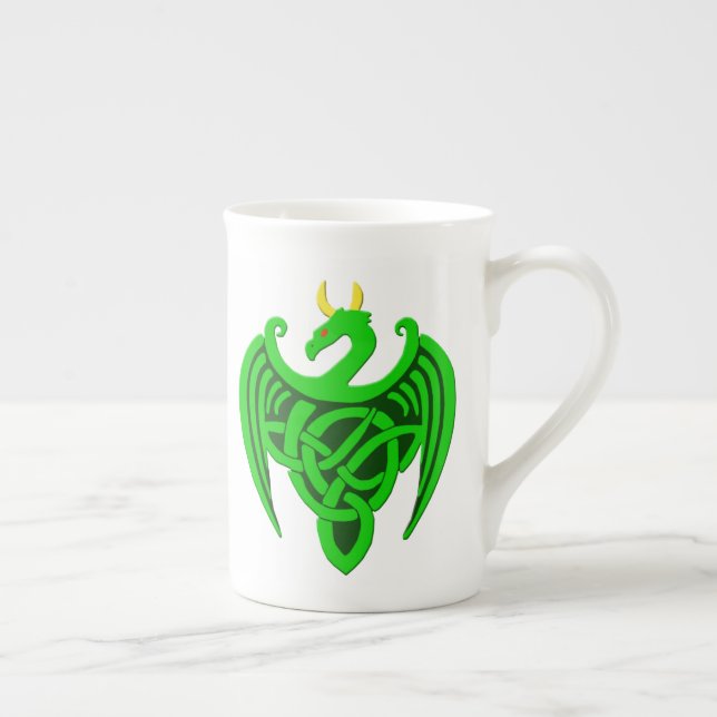 Un dragon Celtique Vert Bone China Mug (Droite)