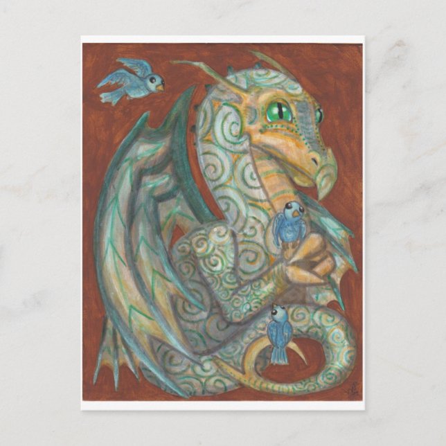 Un dragon Safe Perch et une carte postale de blueb (Devant)