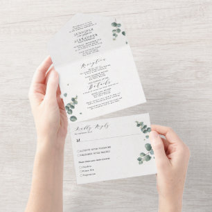 Un Elégant Mariage Eucalyptus tout en une invitation