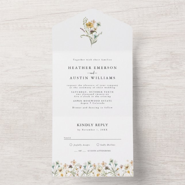 Un Élégant Mariage Floral tout en une invitation (À l'intérieur)