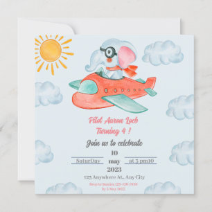 Un éléphant bleu clair Invitation d'anniversaire