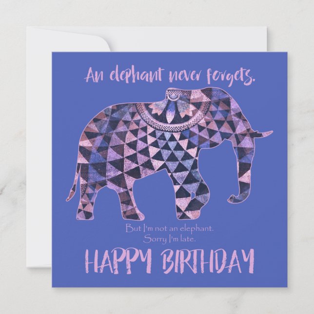 Un éléphant n'oublie jamais - Carte d'anniversaire (Devant)