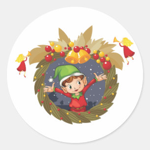 Un Elfe Dans Un Stickers De Serre De Noël