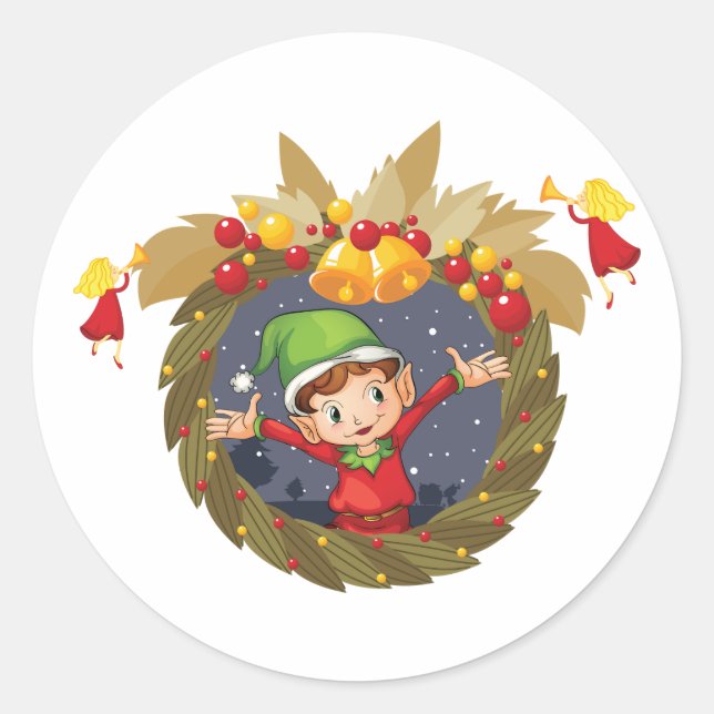 Un Elfe Dans Un Stickers De Serre De Noël (Devant)