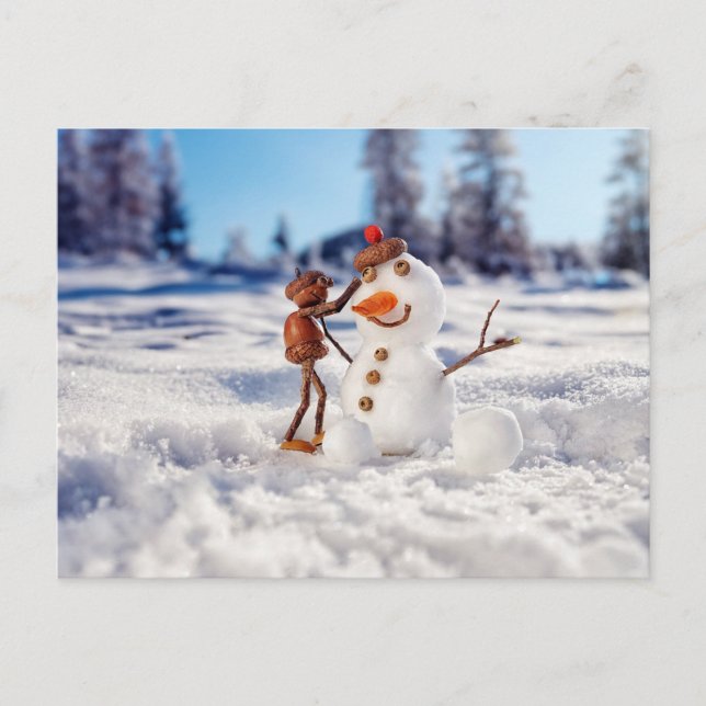 Un elfe de maïs faisant une carte postale hivernal (Devant)