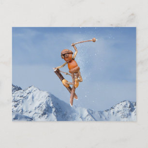 Un elfe de maïs volant sur le skis carte postale h