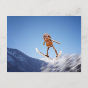 Un elfe de maïs volant sur le skis carte postale h