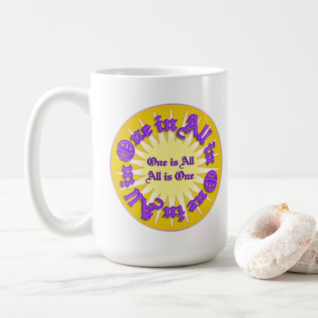 "Un en tout" blanc 15 oz de Mug (Avec donut)