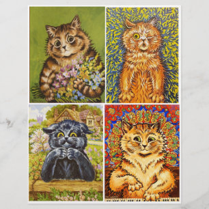 Un ensemble de chats colorés de Louis Wain