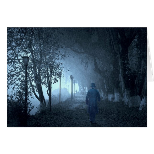 Un étranger dans le parc dans le brouillard noctur (Devant horizontal)
