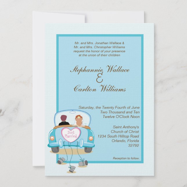 Un Faire-part de mariage de voiture classique (Devant)