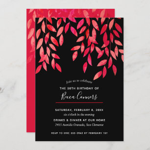 Un feuillage rose chaud sur les invitations d'anni