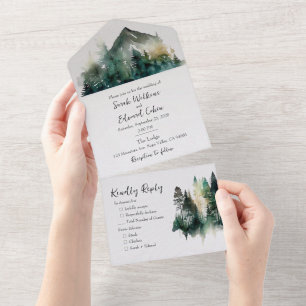 Un Forêt Rustique D'Aquarelle Tout En Une Invitation