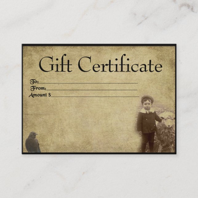Un Garçon Et Ses Cartes De Certificat-Cadeau Prim (Devant)