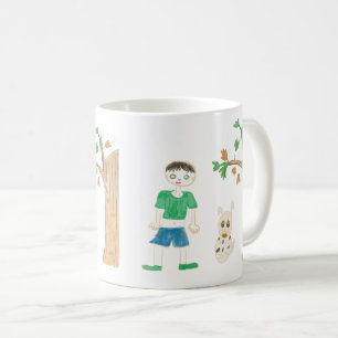 un garçon et une tasse de chien