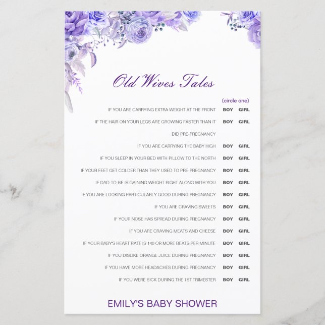 Un garçon ou une fille Vieux Epouses Conte Baby sh (Devant)