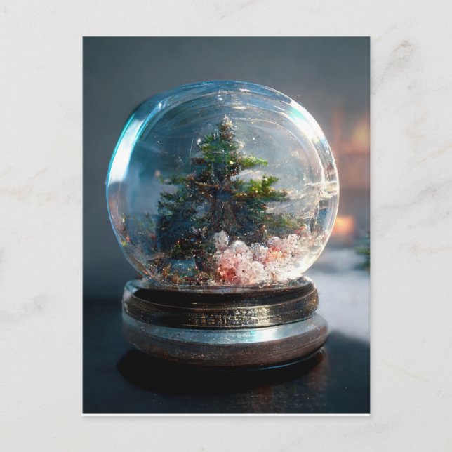 Un globe de neige avec un arbre de Noël Carte post (Devant)